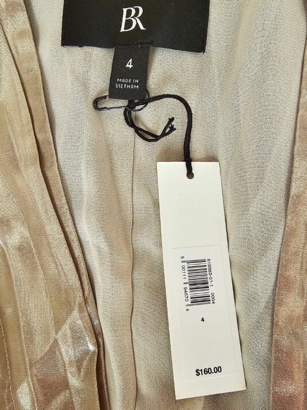 😍 NWT 😍 Banana Republic Sleeveless Pleated Mini Dress, Gold, Size 4 - Picture 7 of 10